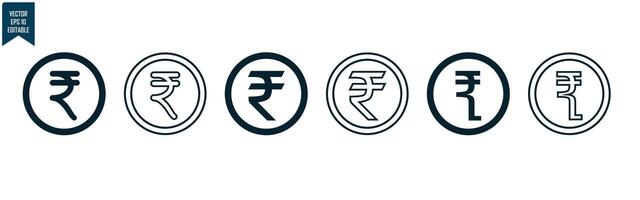 Rupee currency icon set vector