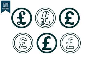 Pound currency icon set vector