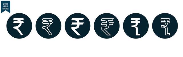 rupia moneda icono conjunto vector