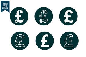 Pound currency icon set vector