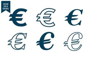 Euro currency icon set vector