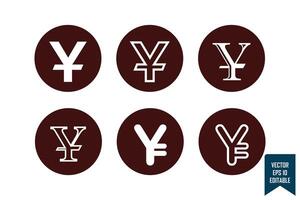 Yuan currency icon set vector