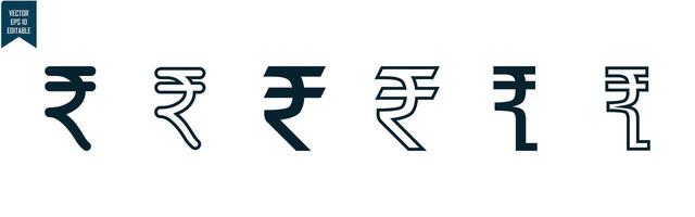 Rupee currency icon set vector