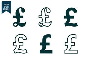 Pound currency icon set vector