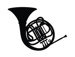 French horn silhouette on white background vector