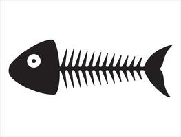 Fish skeleton silhouette on white background vector