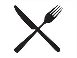 Fork and knife silhouette on white background vector