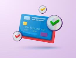 Credit card in 3D style. Concept of payment for online purchases. vector