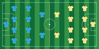 fútbol campo diseño con jugador camisas vector