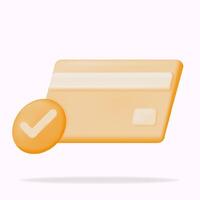 credit card verification successful, 3d illustration icon vector