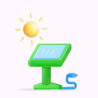 solar panels, renewable energy for the future concept, 3d icon illustration vector