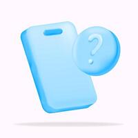 hand phone with blue chat bubble and question mark concept, 3d illustration icon vector