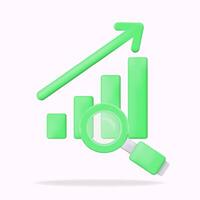 searching graph going up, business going up and profit, 3d icon illustration vector