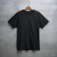Hanging blank tshirt mockup, casual white tee mock, front view photo