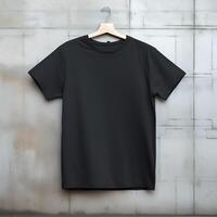 Hanging blank tshirt mockup, casual white tee mock, front view photo
