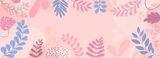 Abstract background with leaves and doodle elements. vector