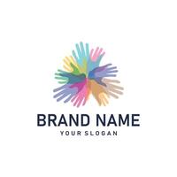 hand logo design hand care, business teamwork and body health illustration simple modern template vector