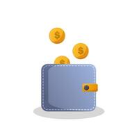 wallet with coins, saving money, graphic for business vector