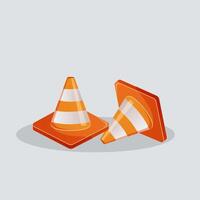 Traffic cone orange , traffic sign stock illustration with turn to the left sign sign vector