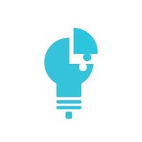 Piece of puzzle. Bulb with puzzle. Solve problem icon. Missing piece. From blue icon set. vector