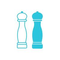 Two Manual Salt and Pepper Grinder Mills icon. Isolated on white background. From blue icon set. vector