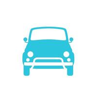 Minimalist Vintage retro car, Front view, Isolated on white background. From blue icon set. vector