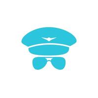 Flight captain pilot hat, Isolated on white background. From blue icon set. vector