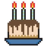 Birthday cake in pixel art style vector