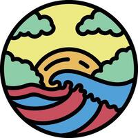 wave with monoline art vector