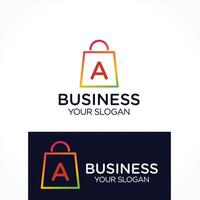 colorful letter a Shopping bag logo design vector