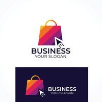 colorful e Shopping bag logo design vector