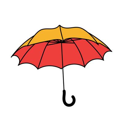 Umbrella outline icon. linear style sign for mobile concept and web design. Rain protection simple line illustration. Symbol, logo illustration. yellow and red graphics