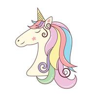 Beautiful unicorn head with colorful mane or crest. Cute child illustration. Suitable for stickers, design, nursery vector