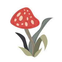 Halloween hand drawn Fly agaric. Flat illustration isolated on white background. vector