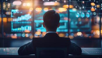 Professional Analyst Monitoring Data on Multiple Screens photo
