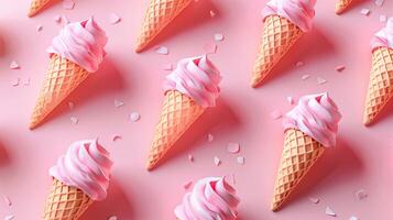 Pink Soft Serve Ice Cream Cones Pattern photo