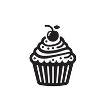 Cup cake silhouette on white background. Cup cake logo vector