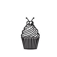 Cup cake silhouette on white background. Cup cake logo vector