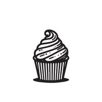 Cup cake silhouette on white background. Cup cake logo vector