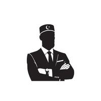 Muslim man silhouette on white background. Arabic man portrait illustration vector