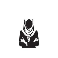 Muslim women silhouette on white background. Woman portrait illustration vector
