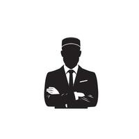 Muslim man silhouette on white background. Arabic man portrait illustration vector