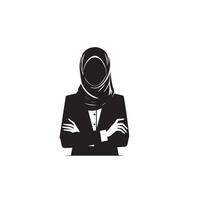 Muslim women silhouette on white background. Woman portrait illustration vector