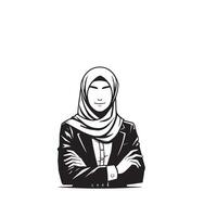 Muslim women silhouette on white background. Woman portrait illustration vector