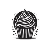 Cup cake silhouette on white background. Cup cake logo vector