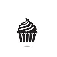 Cup cake silhouette on white background. Cup cake logo vector