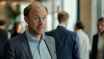 Confident Businessman at Networking Event photo