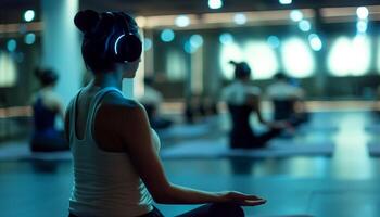 Meditation in Modern Fitness Center photo