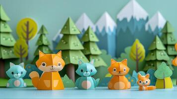 Paper Crafted Forest and Foxes photo