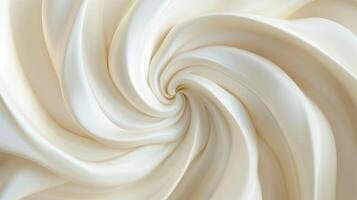 Creamy Silk Fabric Swirl. Close-up of creamy silk fabric twisted into a smooth, flowing swirl pattern. . photo
